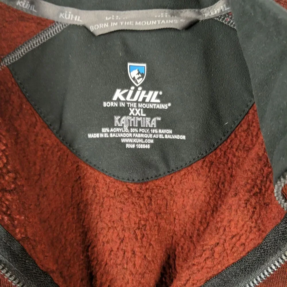 Kuhl Kashmira Quarter Zip Pullover Sweater Men Size XXL Burgundy Gray Shirt